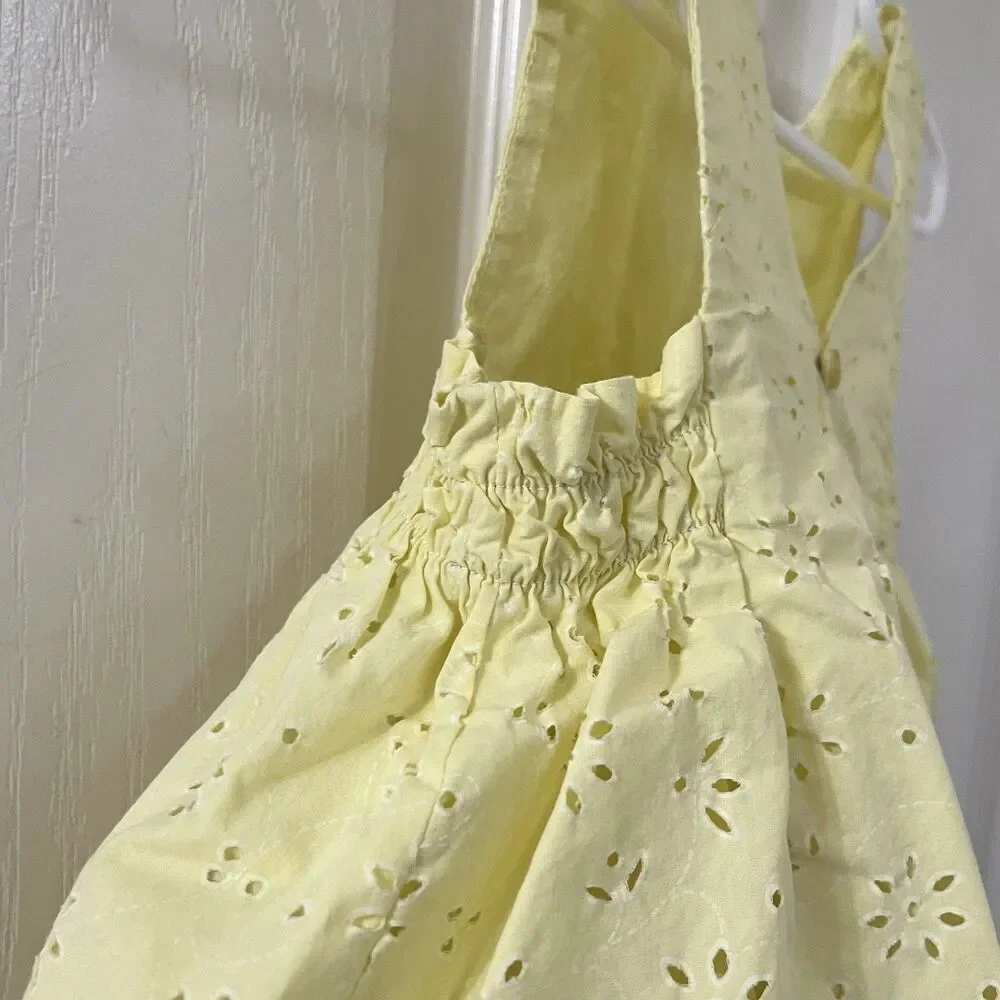 Zara Yellow Embroidered Balloon Dress Girls Size 5 FLAWS